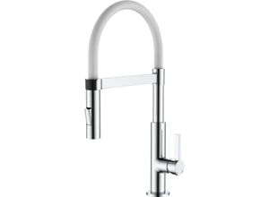 8057149625764 - Pollini Acqua Design - Doppelstrahl-Küchen-Brausebatterie Auslauf aus Weiß Silikon Pollini maky MXCUMC293BI Chrom - Chrom