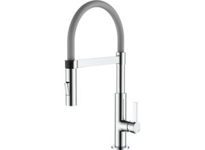 8057149625771 - Pollini Acqua Design - Küchenspülenmischer mit zwei Düsen in grauer Silikonbrause MXCUMC293AG Chrom - Chrom