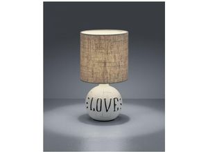 8057509898005 - Webmarketpoint - Lampada Da Tavolo Esna Ceramica love e Paralume Cappuccino Ø16 cm Trio Lighting