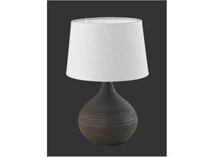 8057509899644 - Webmarketpoint - Braune Keramik-Tischlampe und Cappuccino-Lampenschirm Martin Trio Lighting