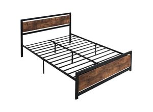 8057637019969 - Frankystar - Etna - Struktur Doppelbett aus Holz und Metall 162x195 cm braun