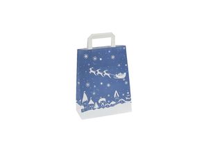 8057714366238 - Papiertragetasche Weihnachten blau weiß gemustert VE 25 Stk LxBxH 220 x 105 x 280 mm ab 4 VE