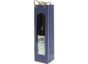 8057717930931 - Geschenktragetasche offene Welle mit Fenster für 1 Flasche blau ab 100 Stk