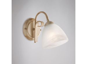 8057724580440 - Belight - Applique in ferro laccato avorio con decorazione oro antico e diffusore in vetro diametro 13 alabastro bianco 1 luce H20 - L13 - P23