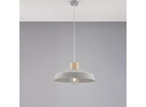 8057724580471 - Belight - Sospensione in ferro laccato grigio con diffusore in cemento diametro 40 e legno con cavo elettrico regolabile 1 luce H25 - max 100 - Ø40