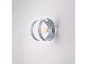 8057724580556 - Applique in ferro laccato bianco con fascia tagliata a laser grigio 1 luce H19 - L14 - P22