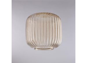 8057724580716 - Belight - diffusore in vetro soffiato ambra con decoro rigatura in rilievo H20 - Ø20