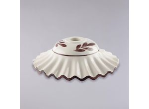 8057724581072 - Diffusore in ceramica diametro 30 bianco lucido e marrone con decoro a mano palme H9 - Ø30