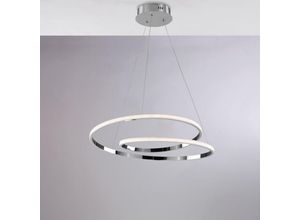 8057724581195 - Sospensione in metallo e alluminio cromo lucido con led integrato e cavi elettrici regolabili H15 - MAX 115 - Ø50