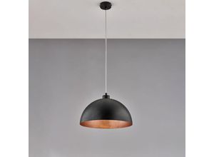 8057724581409 - Belight - Sospensione diametro 35 in ferro laccato nero con decorazione esterna nera e decorazione interna rame antico con cavo elettrico regolabile