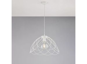 8057724581560 - Belight - Lampadario in ferro laccato bianco con decorazione effetto shabby chic con cavo elettrico regolabile 1 luce H32 - max 132 - Ø45