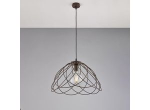 8057724581607 - Lampadario in ferro laccato nero con decorazione effetto ruggine con cavo elettrico regolabile 1 luce H32 - MAX 132 - Ø45