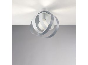 8057724581812 - Plafoniera con diffusore taglio laser in ferro laccato bianco e grigio 1 luce H28 - Ø26