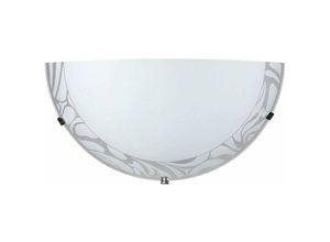 8057733456354 - Elegante Chrom-Wandleuchte mit dekoriertem Glas und weißer Platte ausgestattet mit Haken zur Montage geeignet für die Aufnahme einer E27-Glühbirne