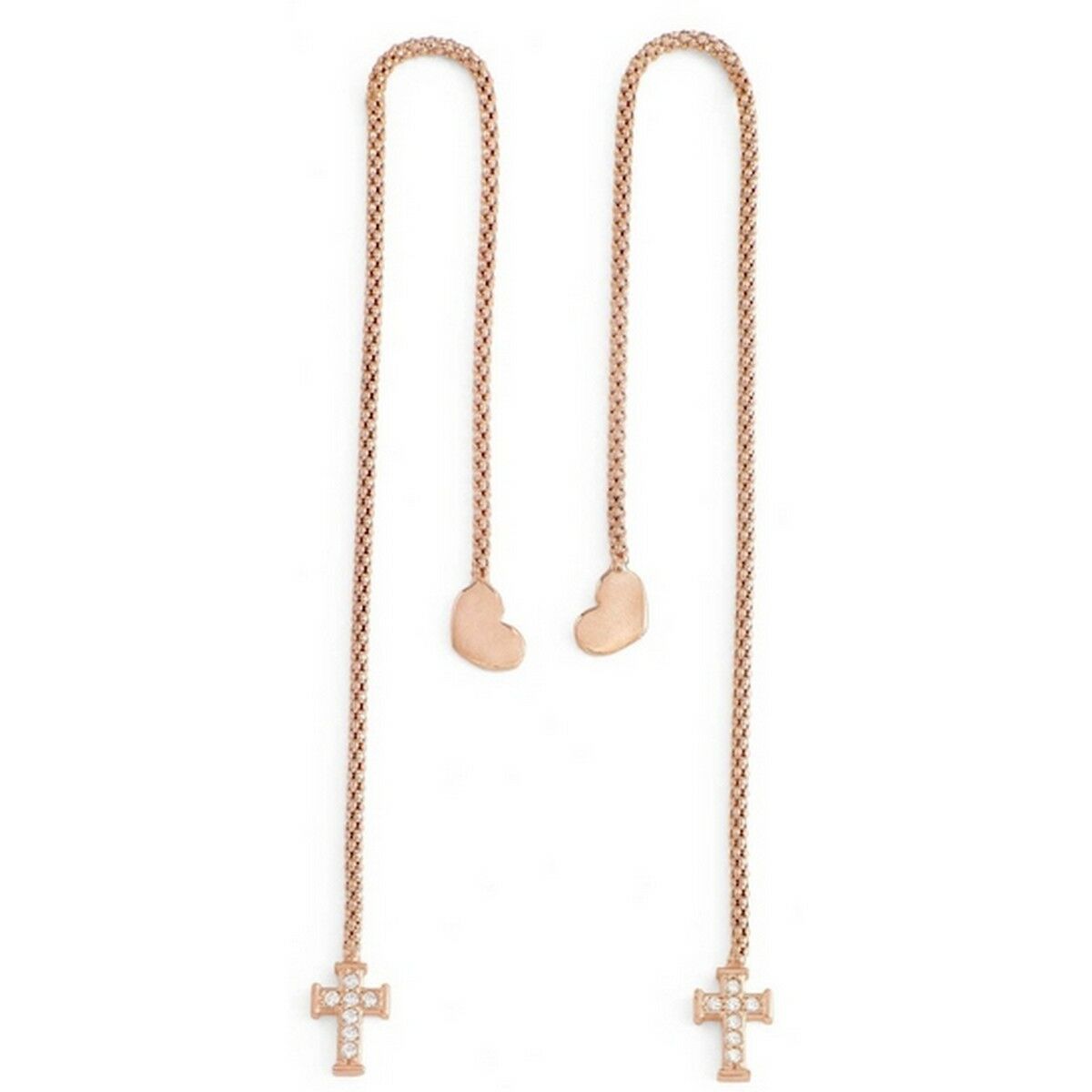 8057949022350 - Damenohrringe CUORE CROCE CRISTALLI ROSE GOLD Sterlingsilber 925