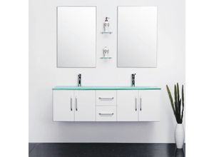 8058340720586 - - Badezimmer-Set 151 cm Weiß Waschbecken inklusive - White Ice