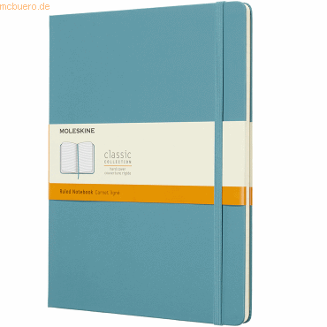 8058341716076 - Notizbuch XL 19x25cm liniert Hardcover 96 Blatt riffblau