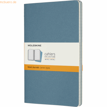 8058647629599 - Moleskine Cahier Notizhefte Liniert Large A5 Kartoneinband 3er Set Lebhaftes Blau - Moleskine Geheftet