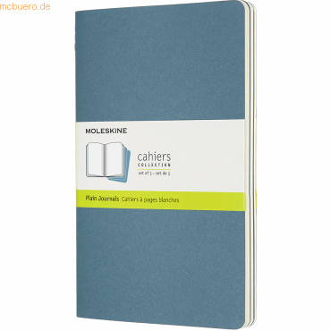 8058647629629 - Moleskine Cahier Notizhefte Blanko Large A5 Kartoneinband 3er Set Lebhaftes Blau - Moleskine Geheftet