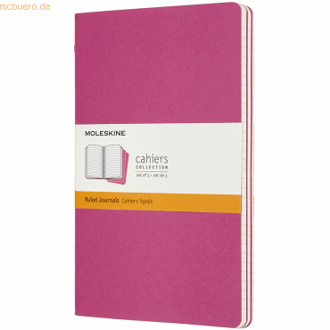8058647629650 - Moleskine Cahier Notizhefte Liniert Large A5 Kartoneinband 3er Set Kinetisches Pink - Moleskine Geheftet