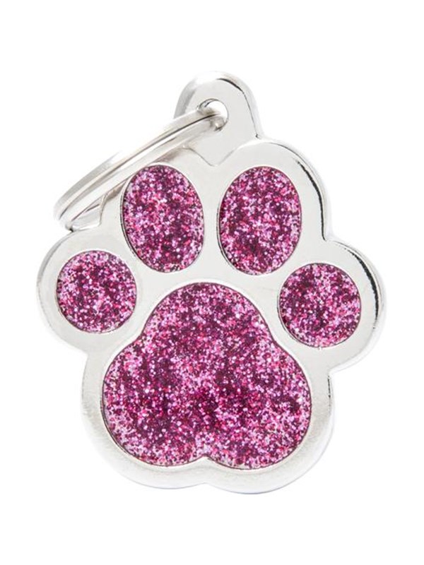 8058773272027 - Shine Big Paw Pink Glitter ID Tag