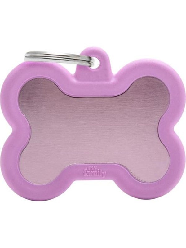 8058773274243 - Id Tag - Hushtag Collection - Aluminium Pink Bone With Pink Rubber