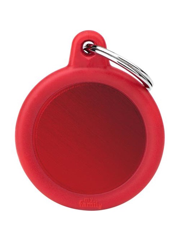 8058773274380 - Id Tag - Hushtag Collection - Aluminium Red Circle With Red Rubber