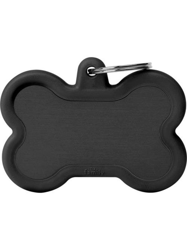 8058773279736 - IDTag - Hushtag Collection - Aluminium Black XL Bone With Black Rubber