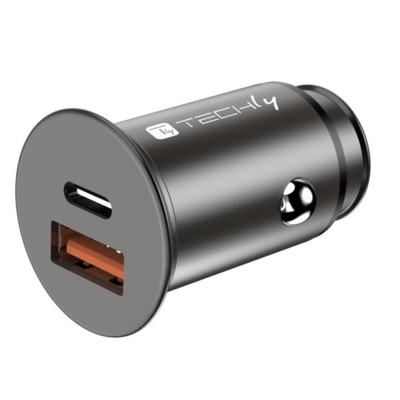 8059018365399 - Techly Autoladegerät USB-A und USB-C -- Fast Charger 30 38W Metallgehäuse