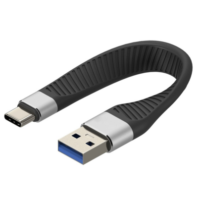 8059018367911 - Techly USB-C Stecker auf USB-A Stecker -- kurz flaches FPC Schnellladekabel