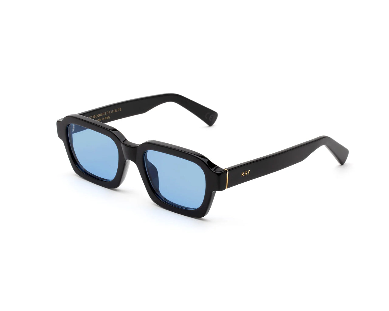 8059026102610 - Unisex FOE Caro Azure Gläser SONNENBRILLEN Acetat Schwarz Hellblau Quadratisch