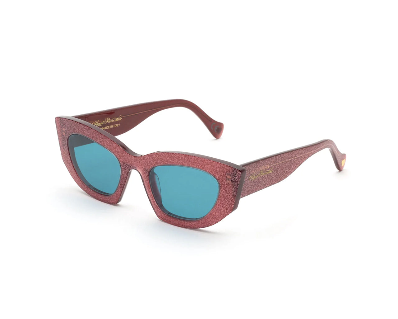 8059026107561 - Frau E99 Kitti Dark Pink Glitter Gläser SONNENBRILLEN Steckdose Acetat Rose Blau Katzenauge Normal