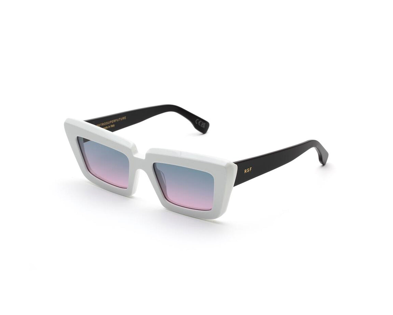 8059026109626 - Unisex ZV5 Coccodrillo white Gläser SONNENBRILLEN Acetat Weiß Blau Quadratisch Normal Schattiert