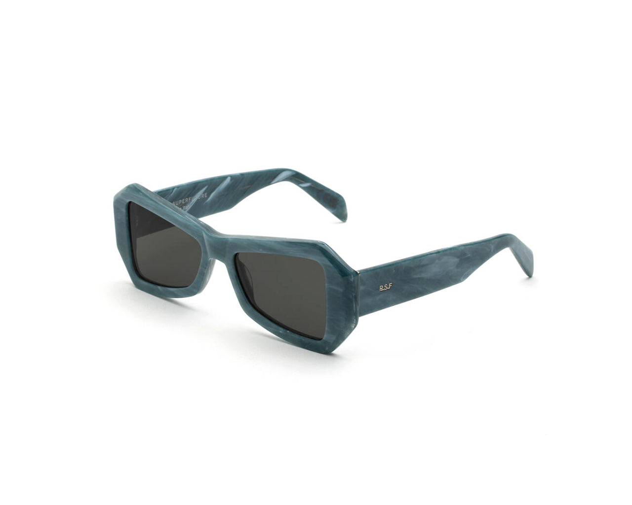 8059026116006 - Unisex BJR Blue Temple Marmor Gläser SONNENBRILLEN Acetat Blau Grau Geometrisch Normal