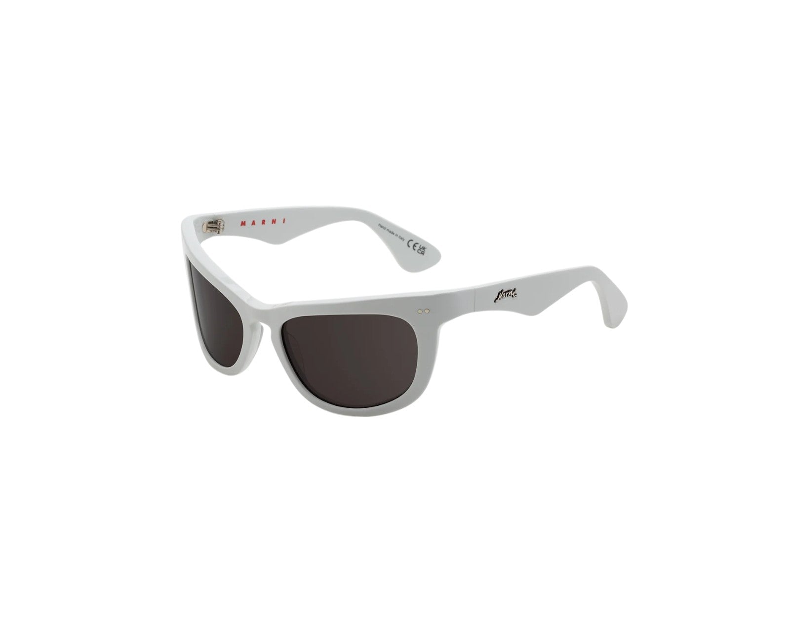 8059026116402 - Unisex Isamu Solid White WEH Gläser SONNENBRILLEN Acetat Weiß Grau Wraparound Normal