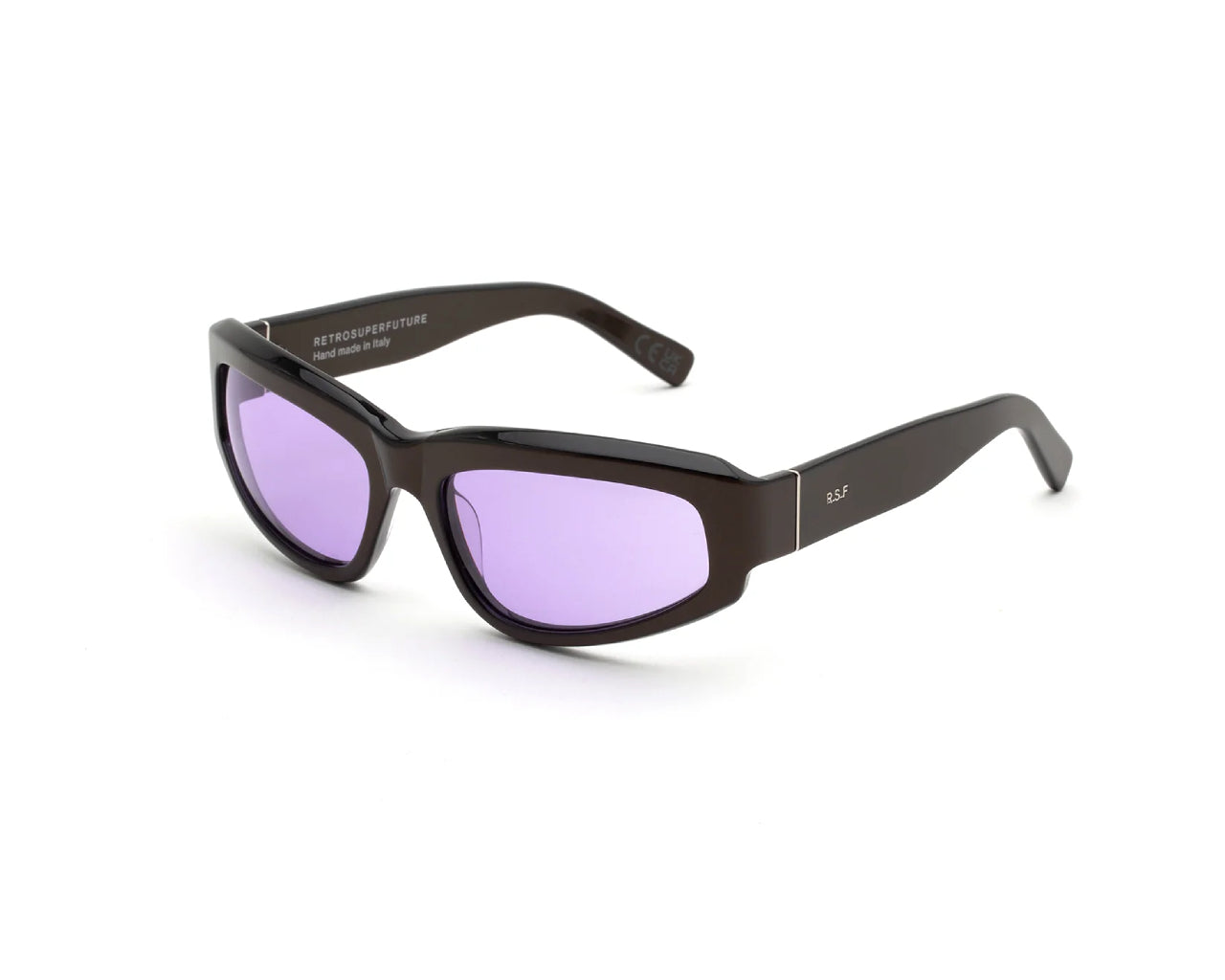 8059026119922 - Unisex D5O Motore Metallic Coco Gläser SONNENBRILLEN Acetat Schwarz Violett Wraparound Normal