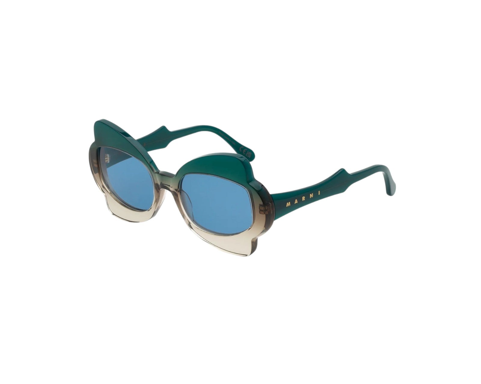 8059026122076 - Unisex Monumental Gate Green Fade R3P Gläser SONNENBRILLEN Acetat Grün Hellblau Geometrisch Normal