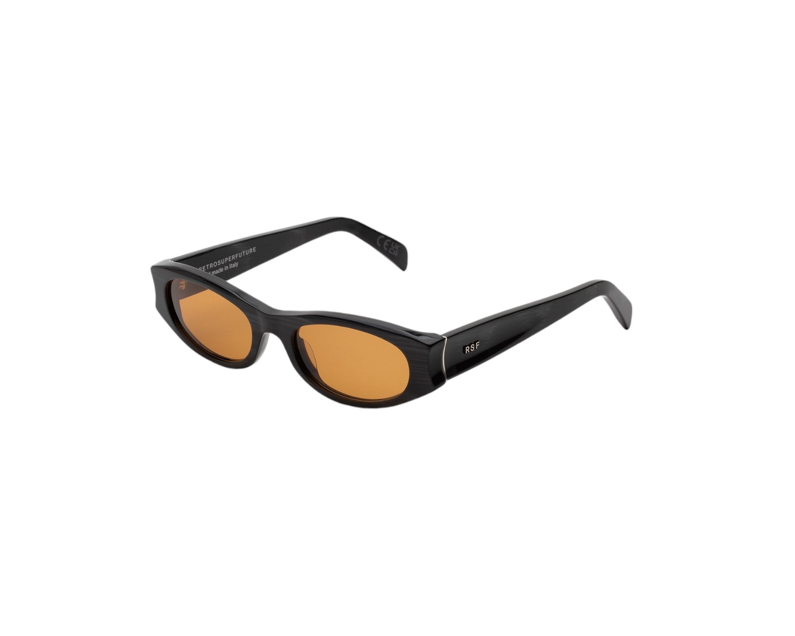 8059026127453 - Unisex RQ6 Razzo Fiammato Gläser SONNENBRILLEN Acetat Schwarz Orange Geometrisch Normal