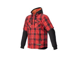 8059347271477 - Motorradshirt Alpinestars MOSTEQ Tartan Feuerrot-Schwarz