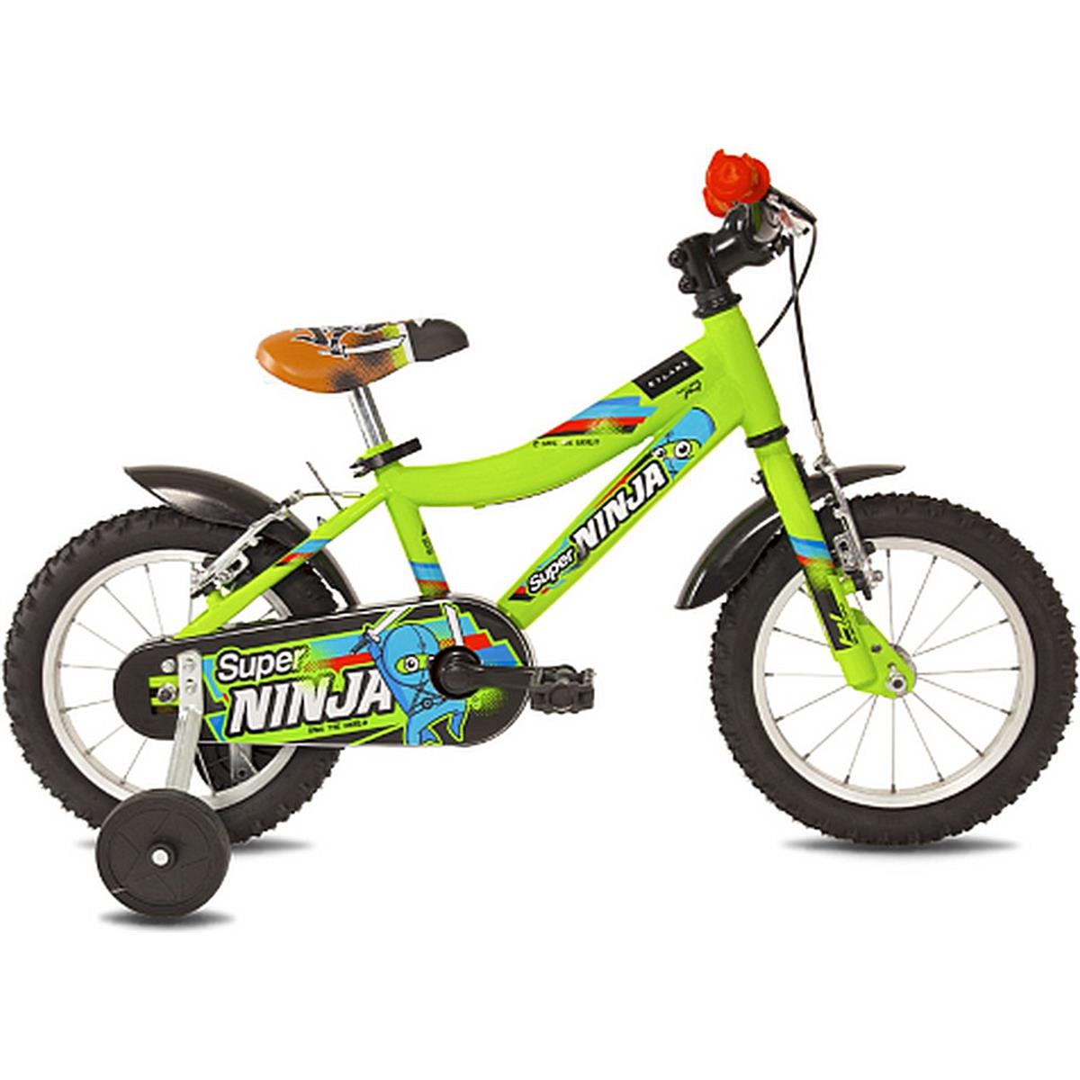 8059796061056 - Kinderfahrrad Super Ninja 14 Grün mit Stahlrahmen und V-Brake