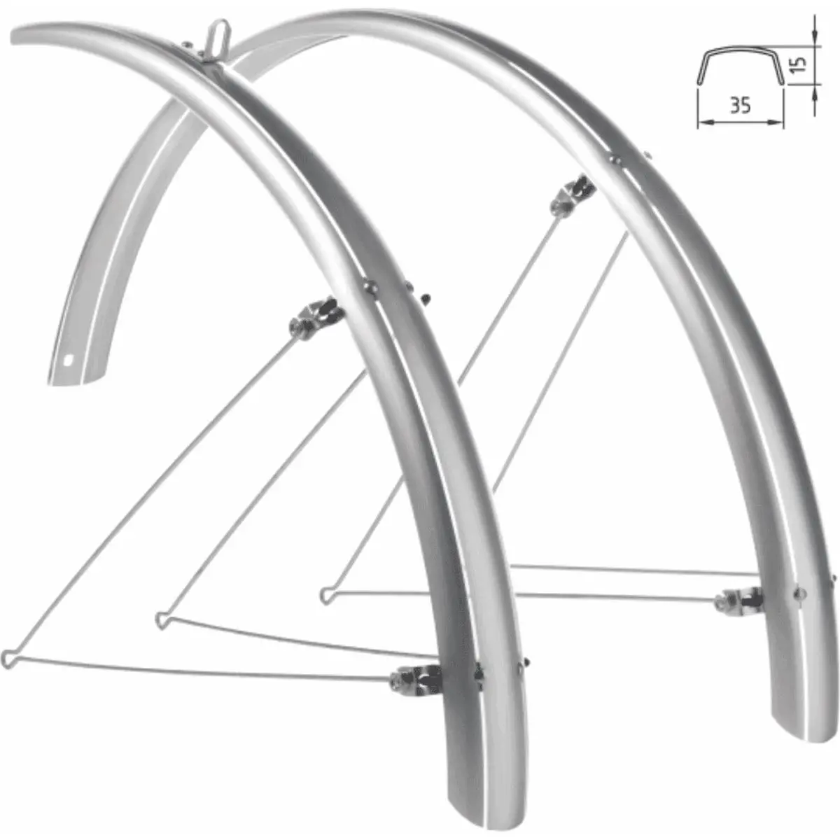 8059796066426 - Urban Schutzblech-Kit aus silbernem Polycarbonat für 28 Fahrräder mit Halterung