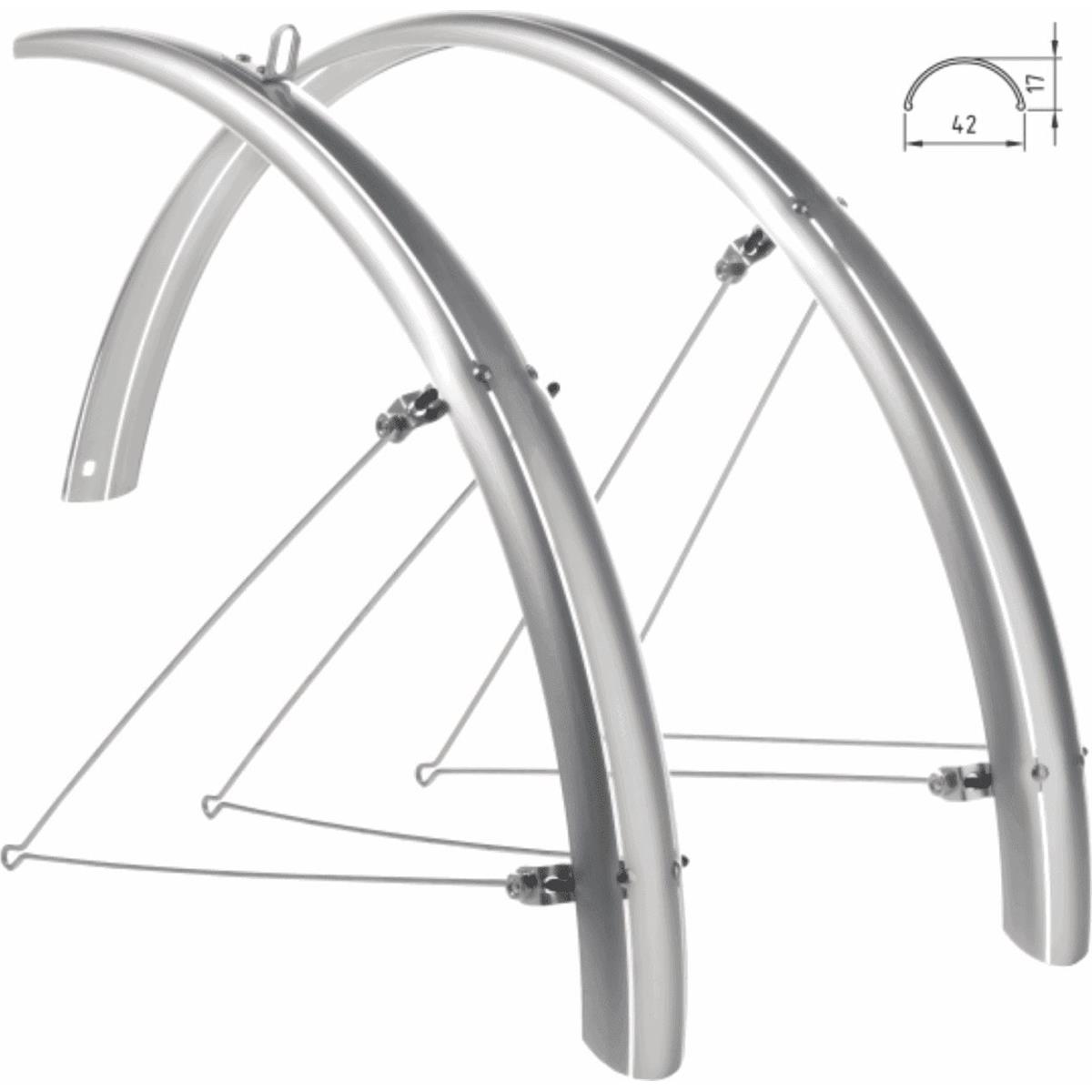 8059796066433 - Urban Schutzblech Kit 28 aus silbernem Polycarbonat 42mm - Inkl Halterungen und Klemmen für City-Bikes