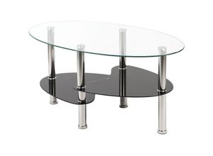 8073836164958 - Skecten - Ovaler Tische Couchtisch Glasplatte Tisch Ende Couchtisch 3 Tier für Wohnzimmer 90 x 50 x 43 cm (schwarz+ transparent)