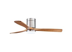 8073836218453 - Haloyo - LED-Deckenventilator Holzflügeln DC-Motor Φ132H28cm(Holzfarbe + Silber) Lüfter-Deckenleuchte Fan Lampe