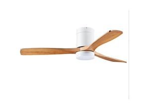 8073836218477 - Haloyo - LED-Deckenventilator Holzflügeln DC-Motor Φ132H28cm(Mahagoni + Schwarz) Lüfter-Deckenleuchte Fan Lampe