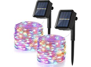 8102082534915 - 2er-Set] Solar-Lichtgirlande für den Außenbereich 12 m 100 LEDs wasserdicht Solar-Weihnachts-Guinguette-Girlande 8 Modi Dekorationslicht für