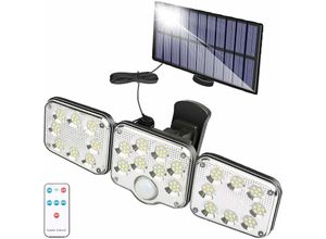 8130963081173 - Mumu - 130 led Bewegungsmelder Outdoor Solarleuchte 1300 Lumen Solar Gartenleuchte Solarlampe mit 5m Kabel led Wandstrahler mit Fernbedienung