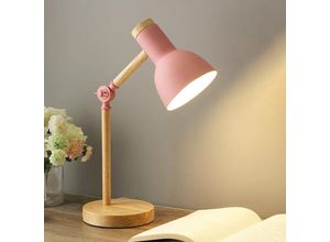 8130963081838 - Kreative nordische Holzkunst Eisen led Faltung Einfache Schreibtischlampe Augenschutz Lesetischlampe Wohnzimmer Schlafzimmer Wohnkultur Rosa-weißes