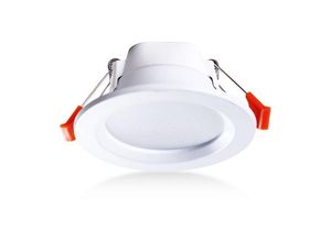 8130963456704 - XVX - 4er-Set LED-Deckeneinbauleuchten IP65 wasserdicht 5W warmweiß runder Einbauspot Kunststoff weiß