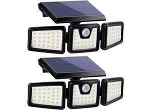 8130963490791 - 2er Set Solarlampen für den Außenbereich Solarleuchte für den Außenbereich mit Bewegungsmelder 74LED IP65 Wasserdichter Solarstrahler für den